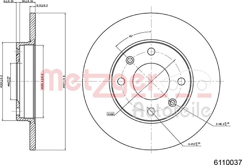 Metzger 6110037 - Тормозной диск avtokuzovplus.com.ua