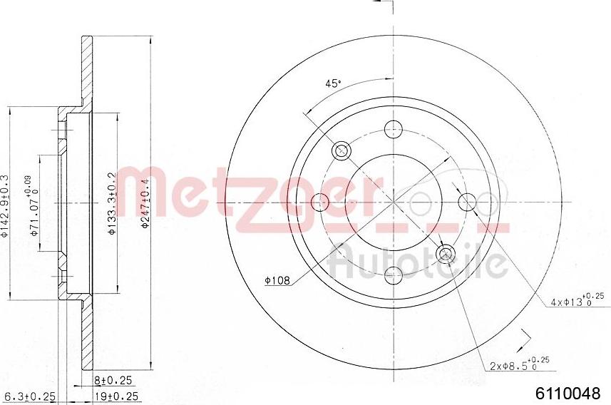 Metzger 6110048 - Тормозной диск avtokuzovplus.com.ua