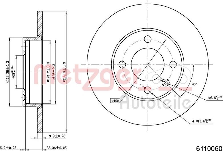 Metzger 6110060 - Тормозной диск avtokuzovplus.com.ua