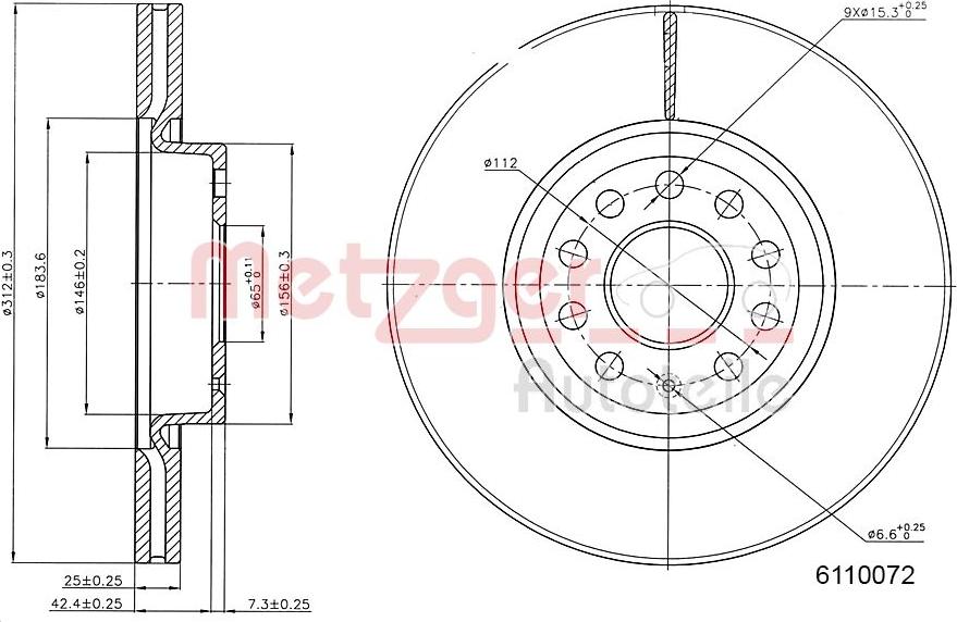 Metzger 6110072 - Гальмівний диск autocars.com.ua