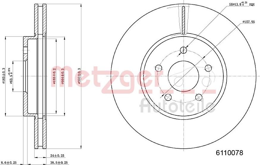 Metzger 6110078 - Тормозной диск avtokuzovplus.com.ua