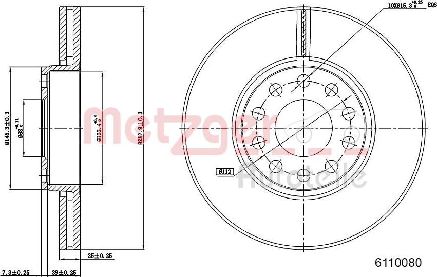 Metzger 6110080 - Гальмівний диск autocars.com.ua