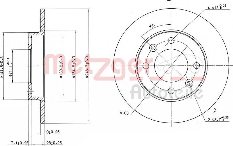 Metzger 6110094 - Гальмівний диск autocars.com.ua