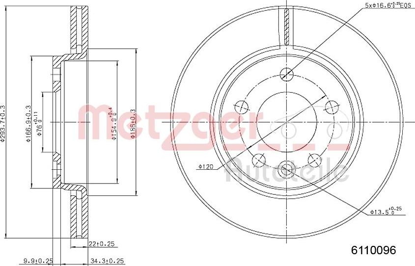 Metzger 6110096 - Гальмівний диск autocars.com.ua