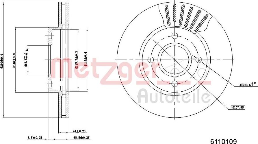 Metzger 6110109 - Тормозной диск avtokuzovplus.com.ua