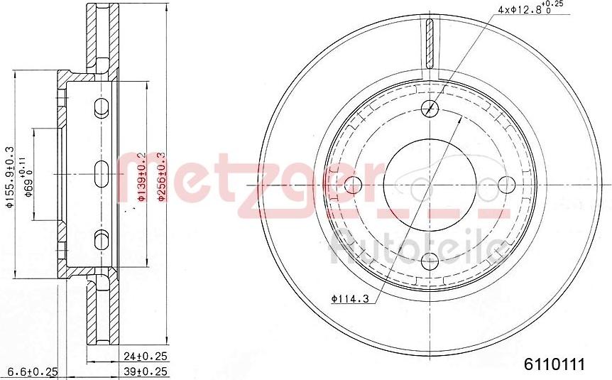 Metzger 6110111 - Гальмівний диск autocars.com.ua