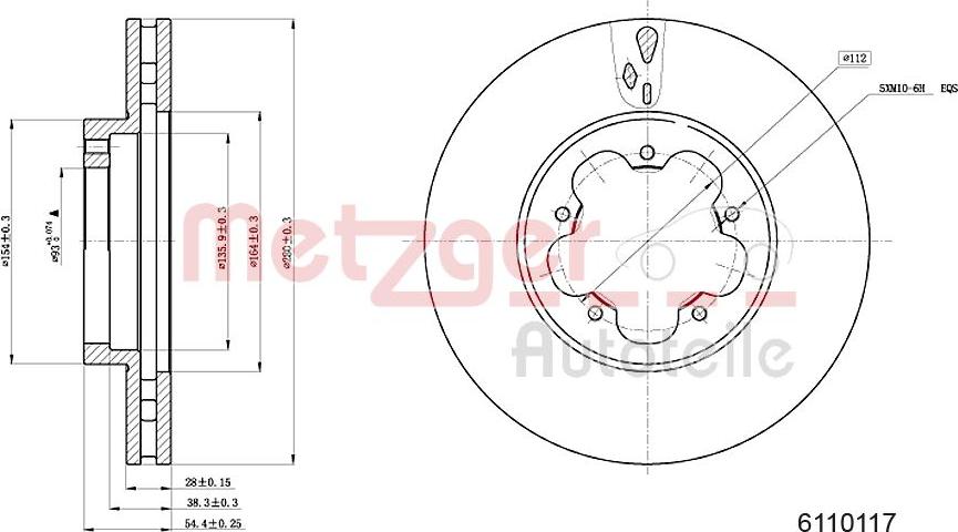 Metzger 6110117 - Гальмівний диск autocars.com.ua