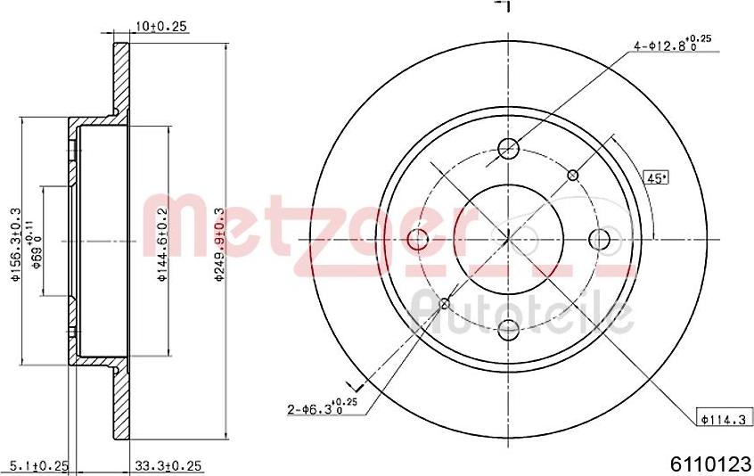 Metzger 6110123 - Гальмівний диск autocars.com.ua