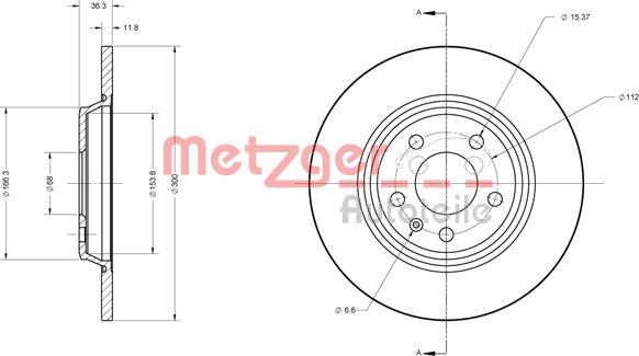 Metzger 6110125 - Гальмівний диск autocars.com.ua