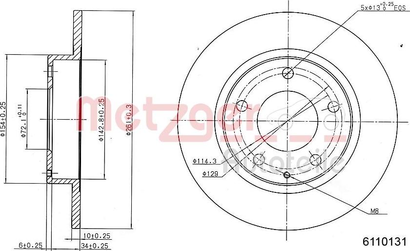 Metzger 6110131 - Тормозной диск avtokuzovplus.com.ua