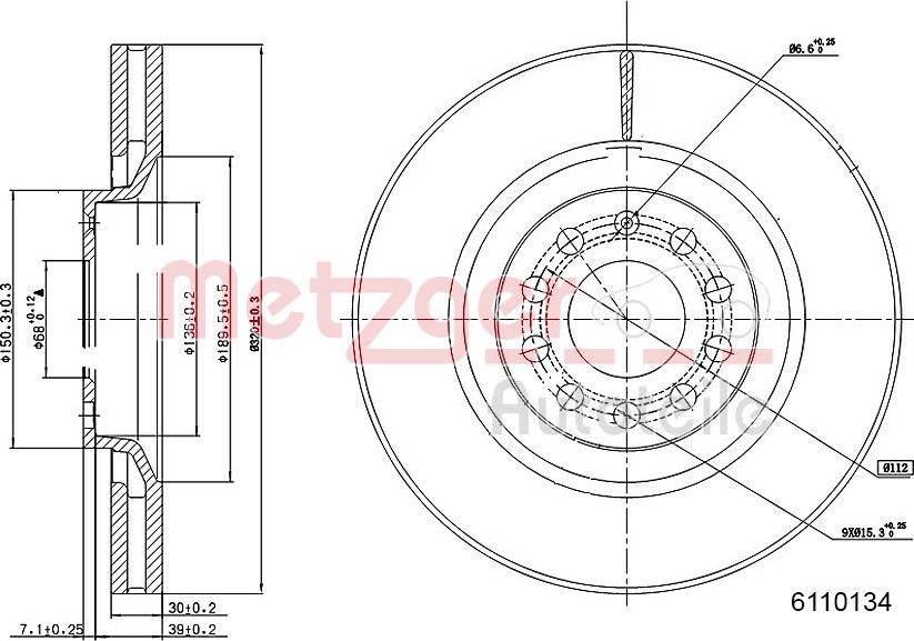 Metzger 6110134 - Тормозной диск avtokuzovplus.com.ua