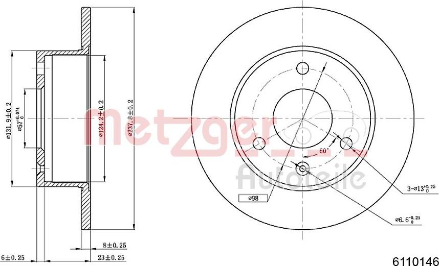 Metzger 6110146 - Тормозной диск avtokuzovplus.com.ua