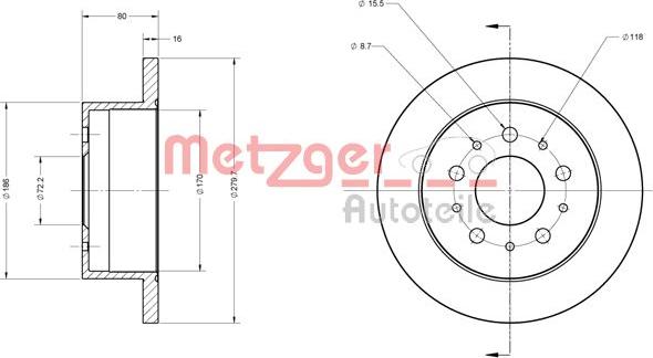 Metzger 6110163 - Тормозной диск avtokuzovplus.com.ua