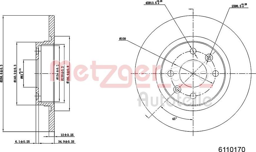 Metzger 6110170 - Тормозной диск avtokuzovplus.com.ua