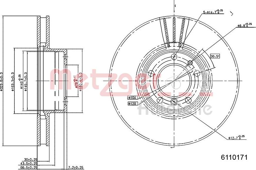 Metzger 6110171 - Тормозной диск avtokuzovplus.com.ua