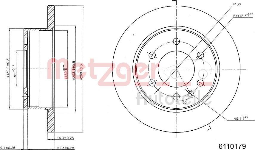 Metzger 6110179 - Тормозной диск avtokuzovplus.com.ua