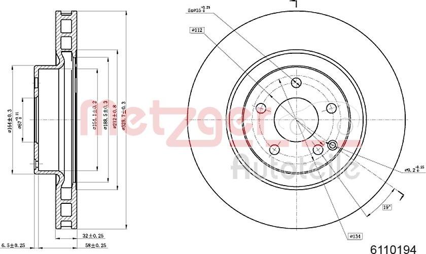 Metzger 6110194 - Тормозной диск avtokuzovplus.com.ua