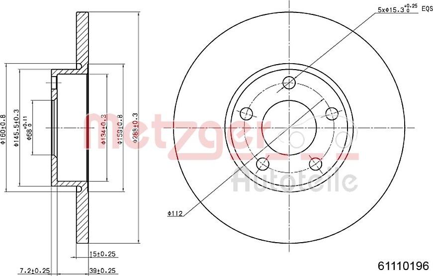 Metzger 6110196 - Тормозной диск avtokuzovplus.com.ua