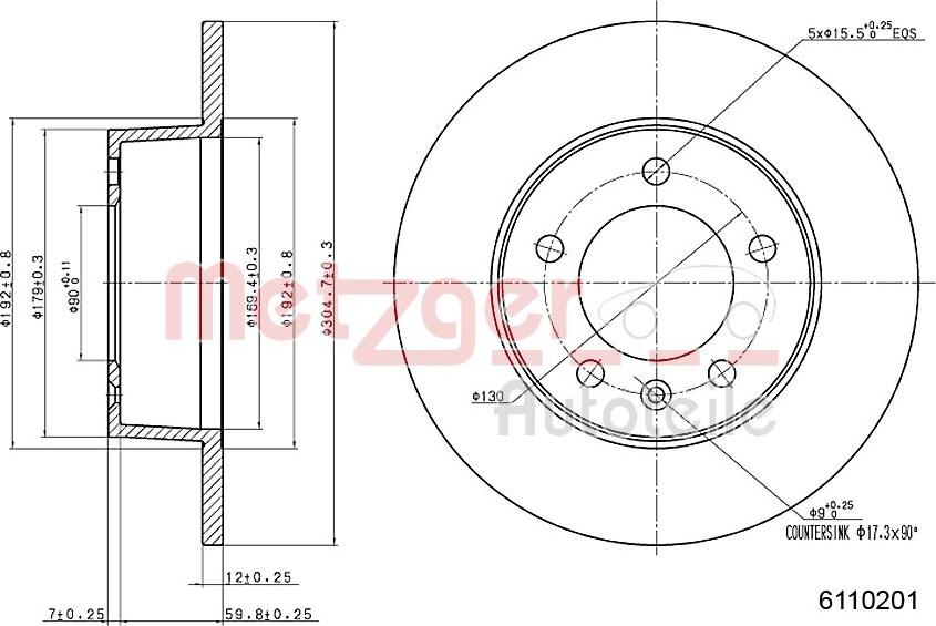 Metzger 6110201 - Тормозной диск avtokuzovplus.com.ua