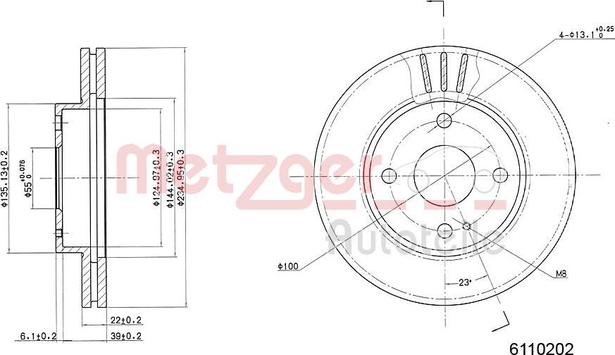 Metzger 6110202 - Гальмівний диск autocars.com.ua