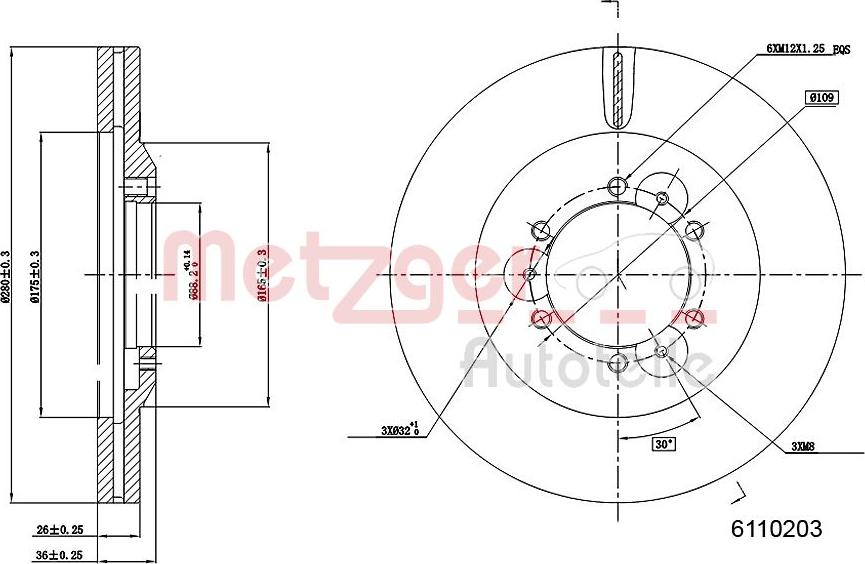 Metzger 6110203 - Тормозной диск avtokuzovplus.com.ua