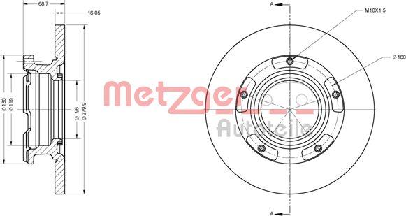 Metzger 6110205 - Тормозной диск avtokuzovplus.com.ua