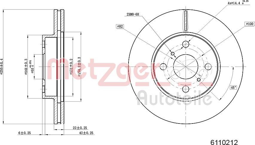 Metzger 6110212 - Гальмівний диск autocars.com.ua