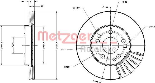 Metzger 6110223 - Гальмівний диск autocars.com.ua