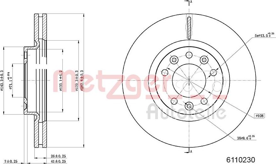 Metzger 6110230 - Тормозной диск avtokuzovplus.com.ua