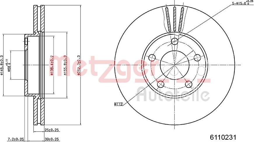 Metzger 6110231 - Тормозной диск avtokuzovplus.com.ua