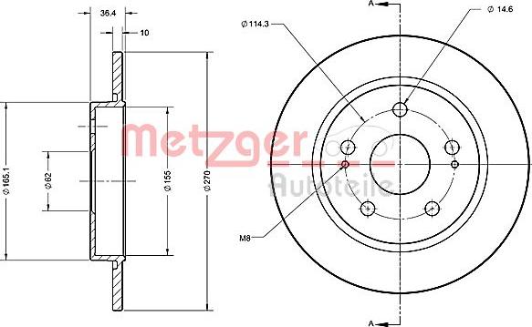 Metzger 6110234 - Тормозной диск avtokuzovplus.com.ua