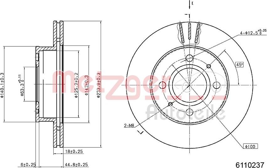 Metzger 6110237 - Гальмівний диск autocars.com.ua