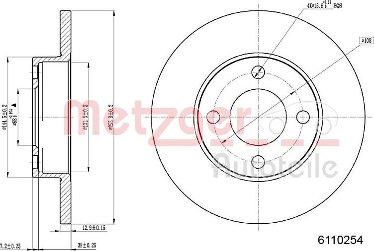 Metzger 6110254 - Гальмівний диск autocars.com.ua