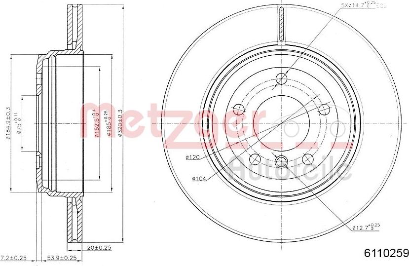 Metzger 6110259 - Тормозной диск avtokuzovplus.com.ua