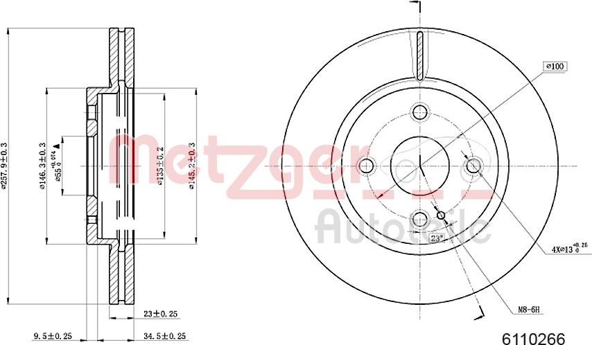 Metzger 6110266 - Гальмівний диск autocars.com.ua