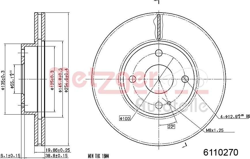 Metzger 6110270 - Гальмівний диск autocars.com.ua