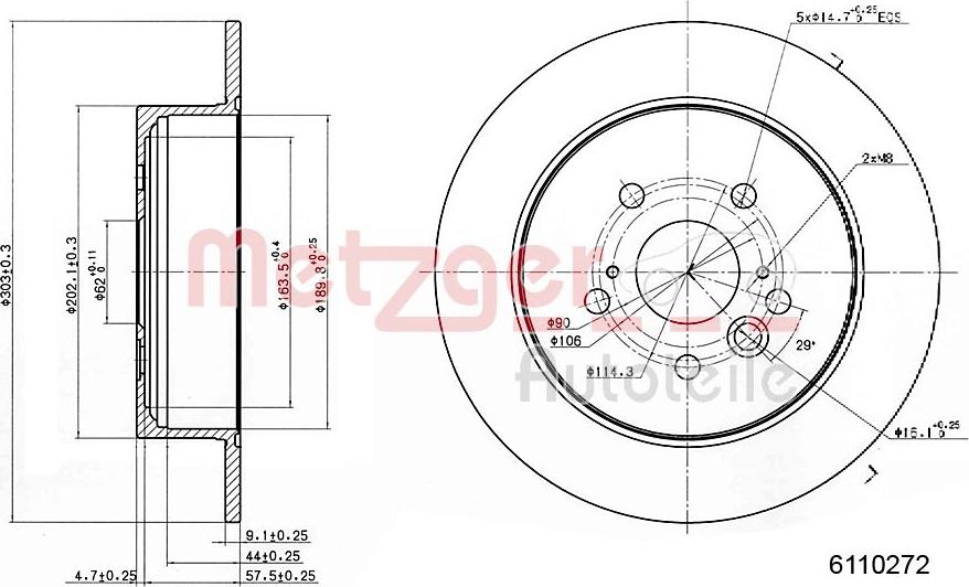 Metzger 6110272 - Гальмівний диск autocars.com.ua