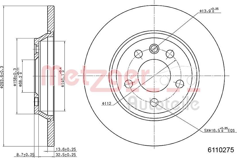 Metzger 6110275 - Гальмівний диск autocars.com.ua