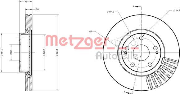 Metzger 6110276 - Тормозной диск avtokuzovplus.com.ua