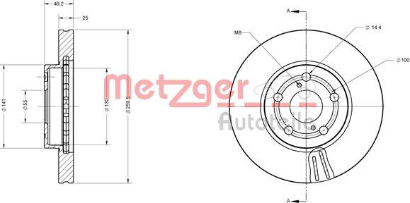 Metzger 6110280 - Гальмівний диск autocars.com.ua