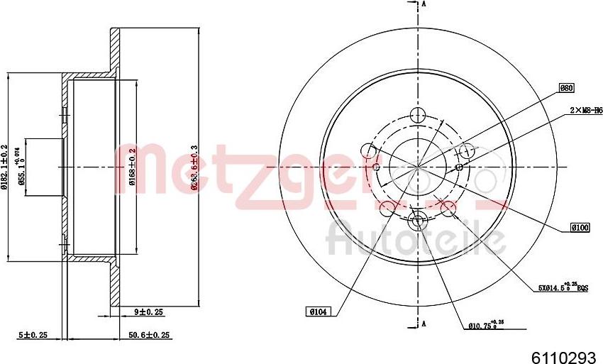 Metzger 6110293 - Гальмівний диск autocars.com.ua