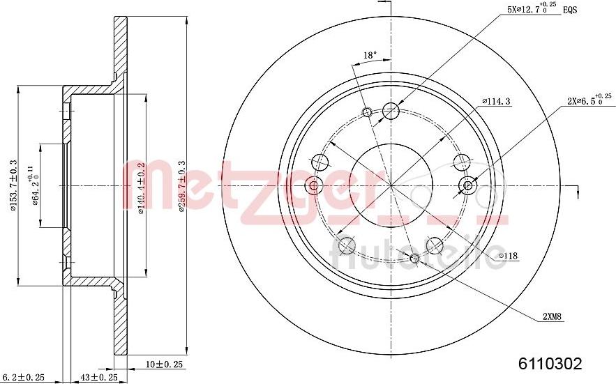 Metzger 6110302 - Тормозной диск avtokuzovplus.com.ua