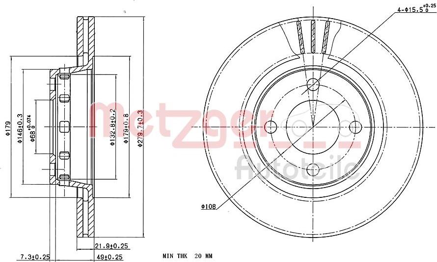 Metzger 6110305 - Тормозной диск autodnr.net