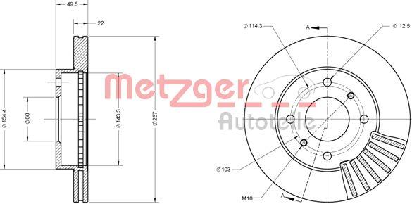 Metzger 6110312 - Гальмівний диск autocars.com.ua