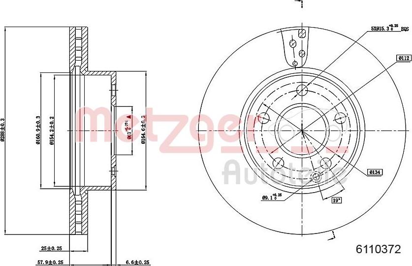 Metzger 6110327 - Гальмівний диск autocars.com.ua