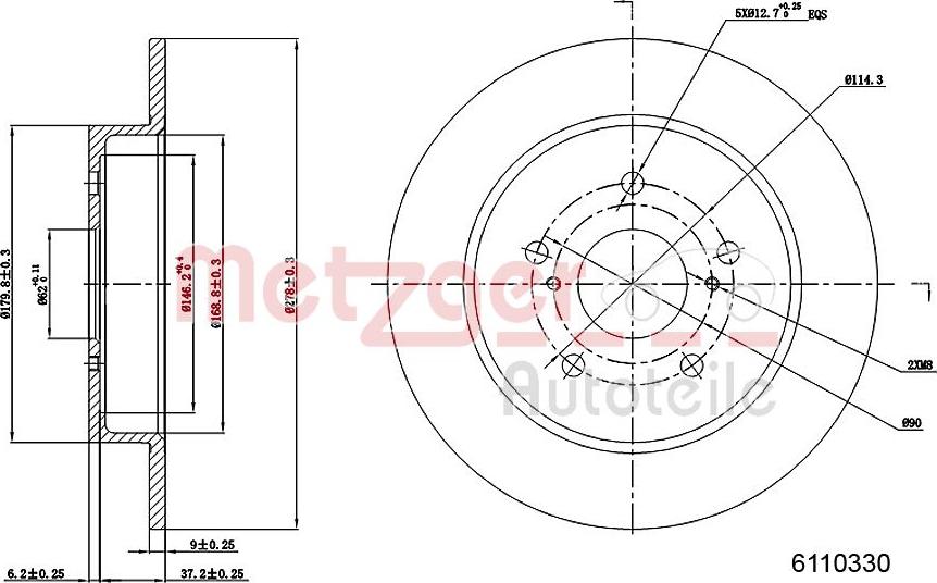 Metzger 6110330 - Тормозной диск avtokuzovplus.com.ua