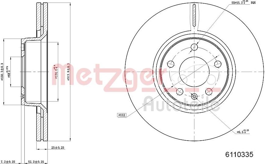 Metzger 6110335 - Гальмівний диск autocars.com.ua