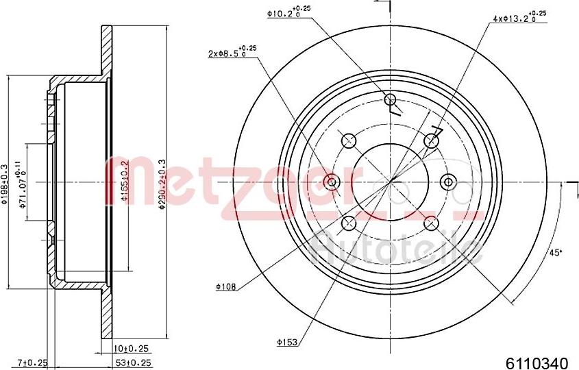 Metzger 6110340 - Тормозной диск avtokuzovplus.com.ua