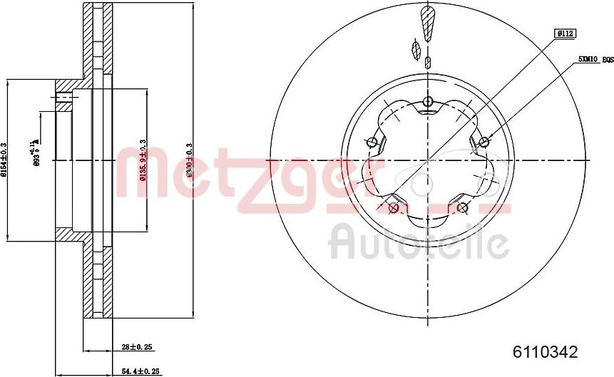 Metzger 6110342 - Гальмівний диск autocars.com.ua