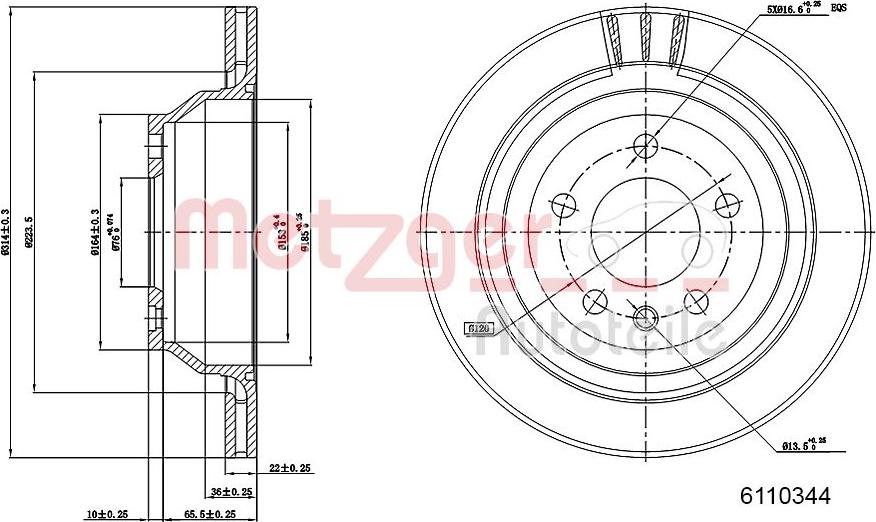 Metzger 6110344 - Гальмівний диск autocars.com.ua